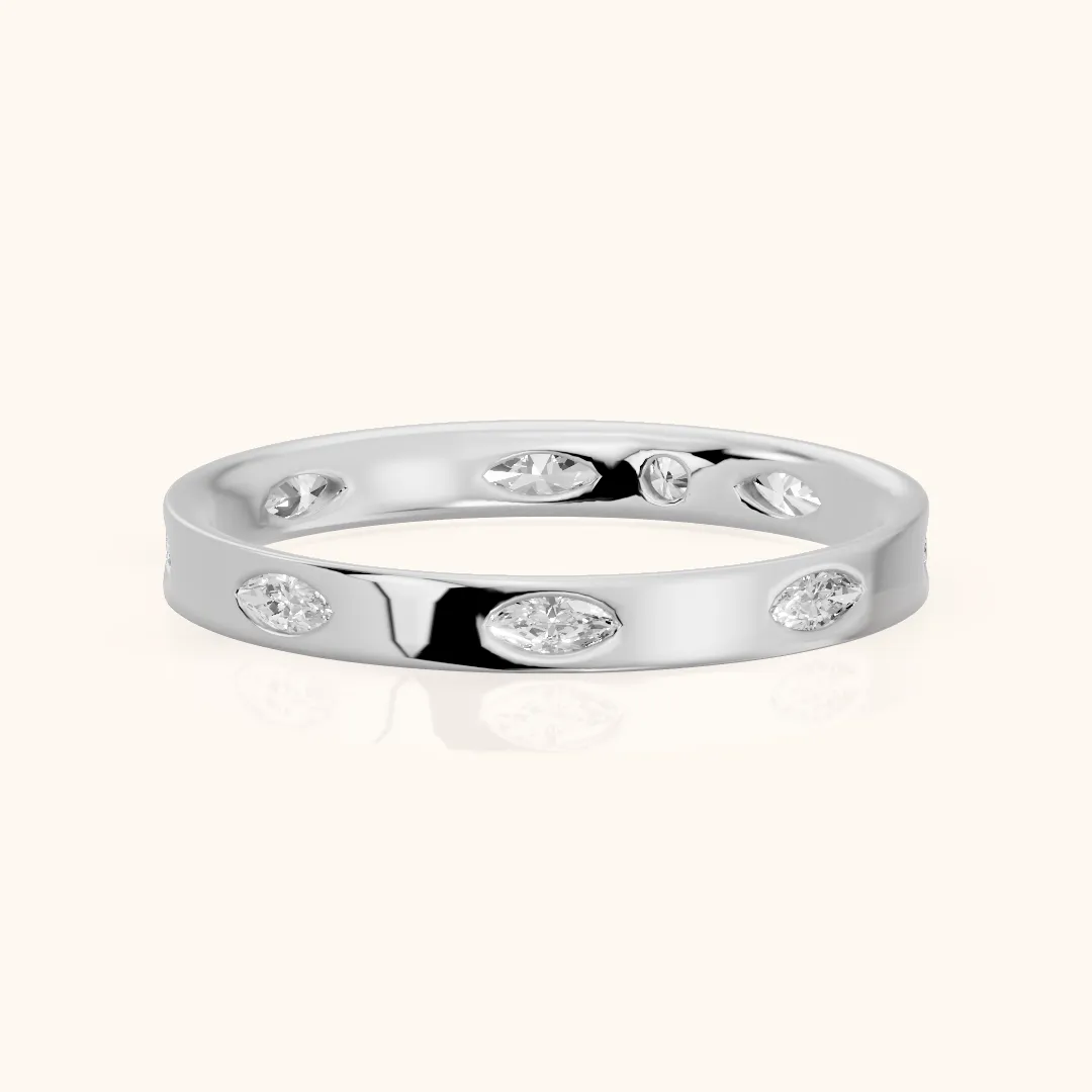Samira Bezel Marquise & Round Diamond Eternity Band in White Gold — view 2
