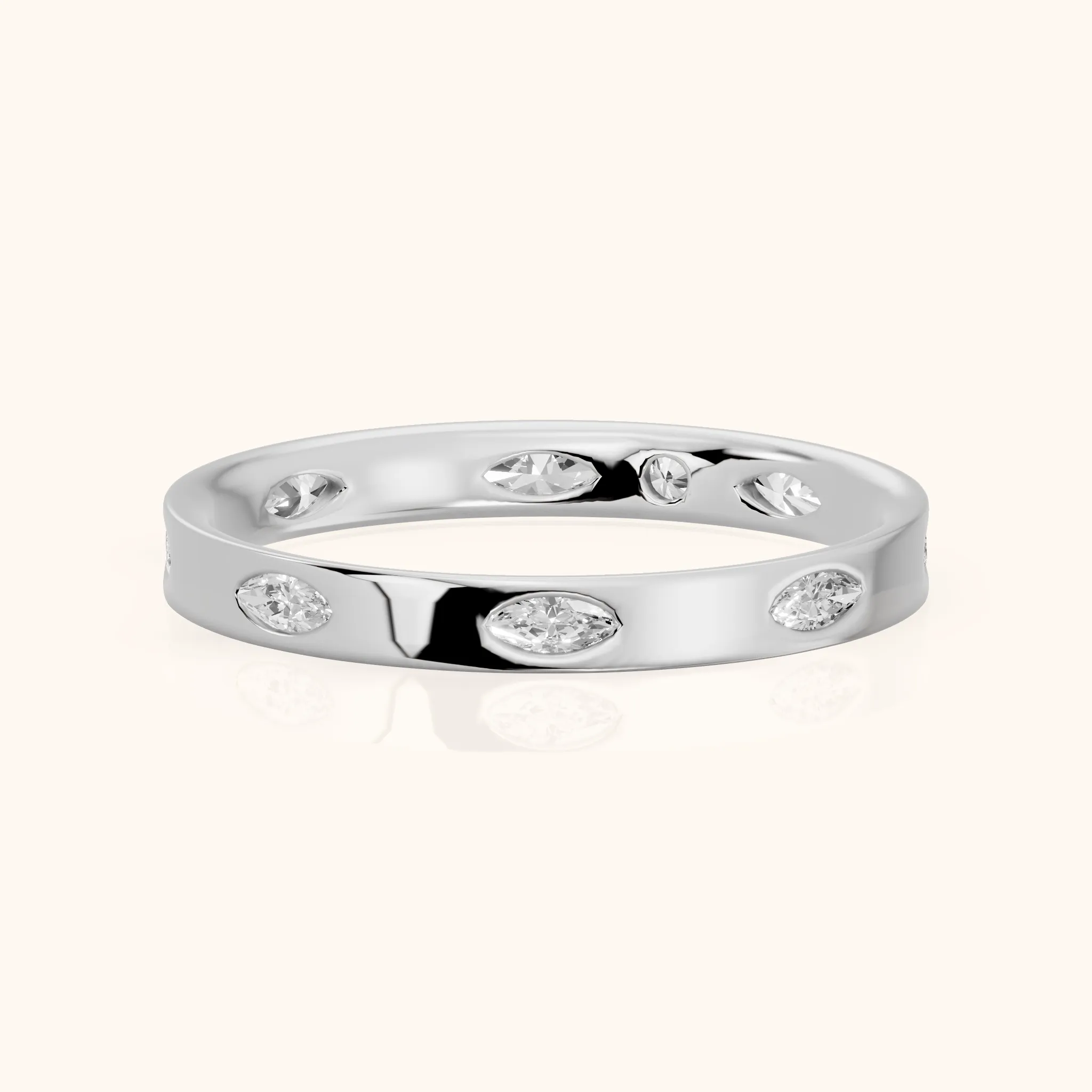 Samira Bezel Marquise & Round Diamond Eternity Band in White Gold — view 1