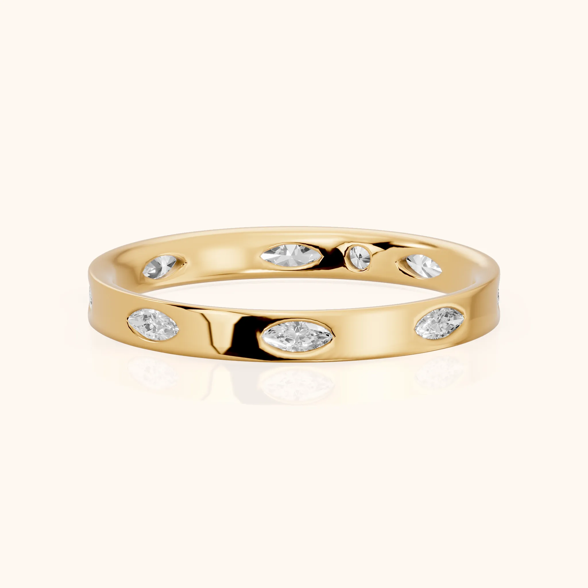 Sloane Bezel Marquise & Round Diamond Eternity Band in Yellow Gold — view 1