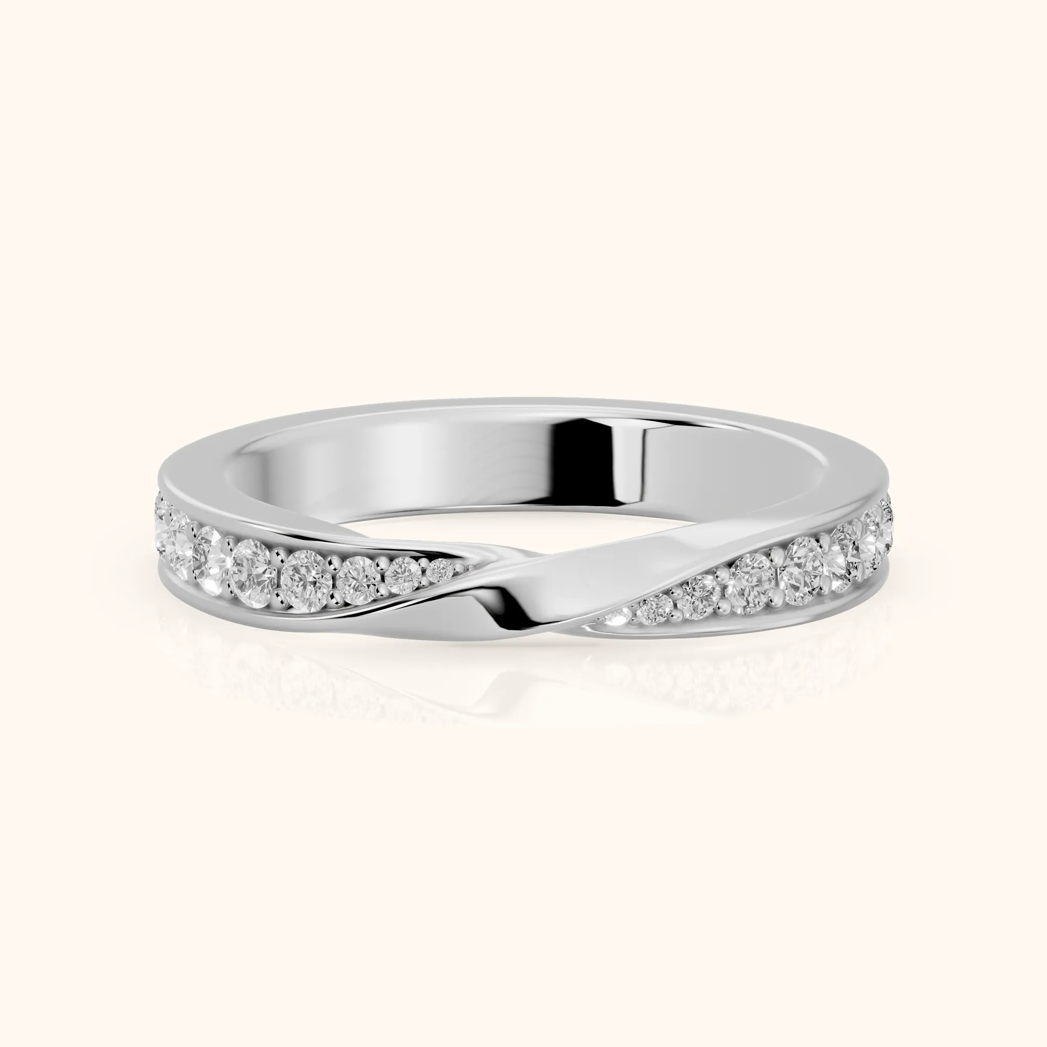 Sarika Twist Pavé Round Diamond Wedding Band in White Gold — view 1