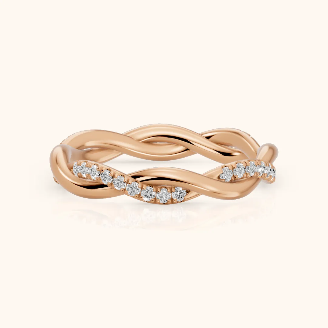 Tanvi Petite Twist Round Diamond Eternity Band in Rose Gold — view 2