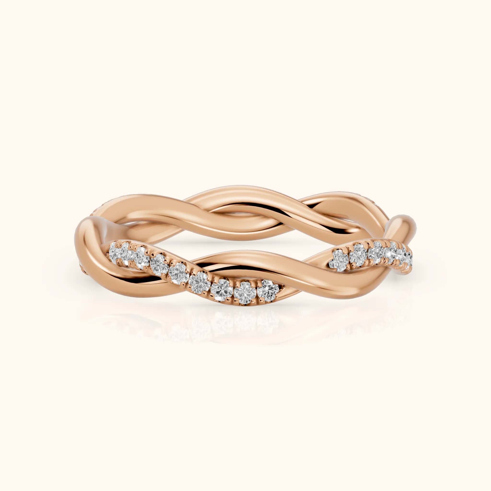 Tanvi Petite Twist Round Diamond Eternity Band in Rose Gold — view 1