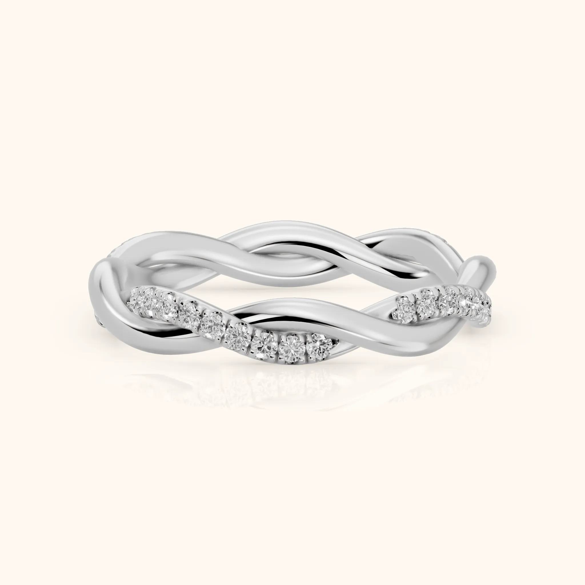 Tanvi Petite Twist Round Diamond Eternity Band in Silver — view 1