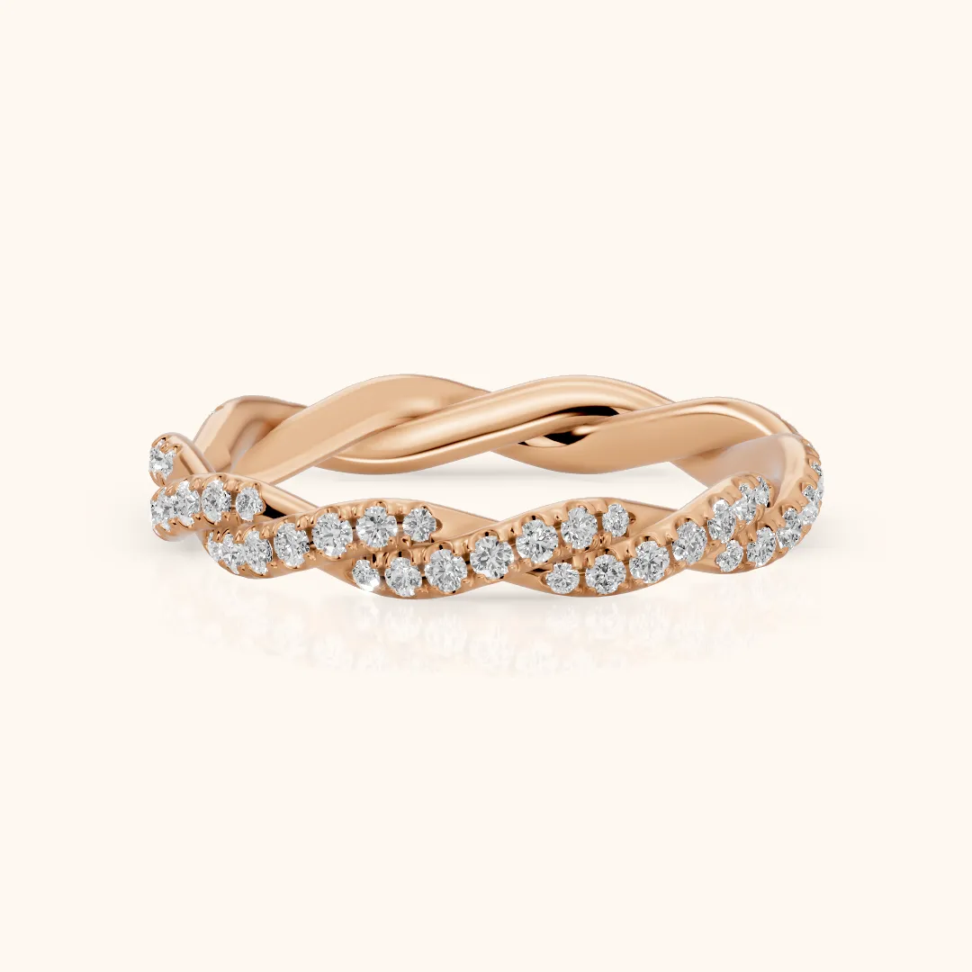 Everly Micropavé Twist Round Diamond Eternity Band in Rose Gold — view 2