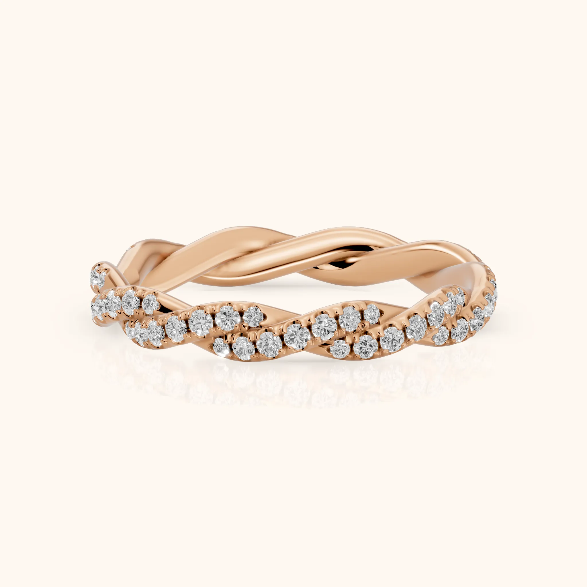 Everly Micropavé Twist Round Diamond Eternity Band in Rose Gold — view 1