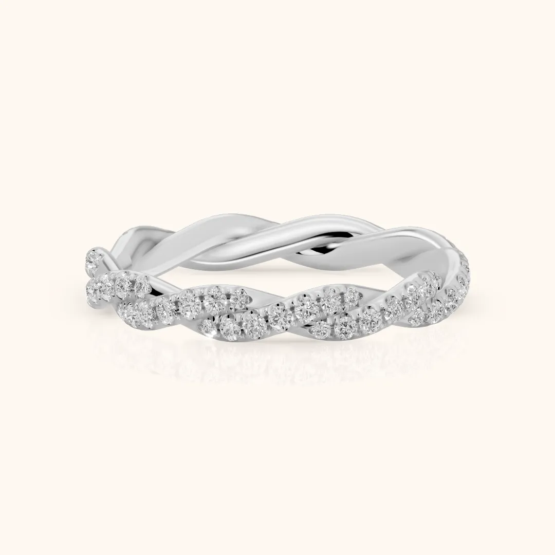 Trisha Micropavé Twist Round Diamond Eternity Band in Silver — view 2