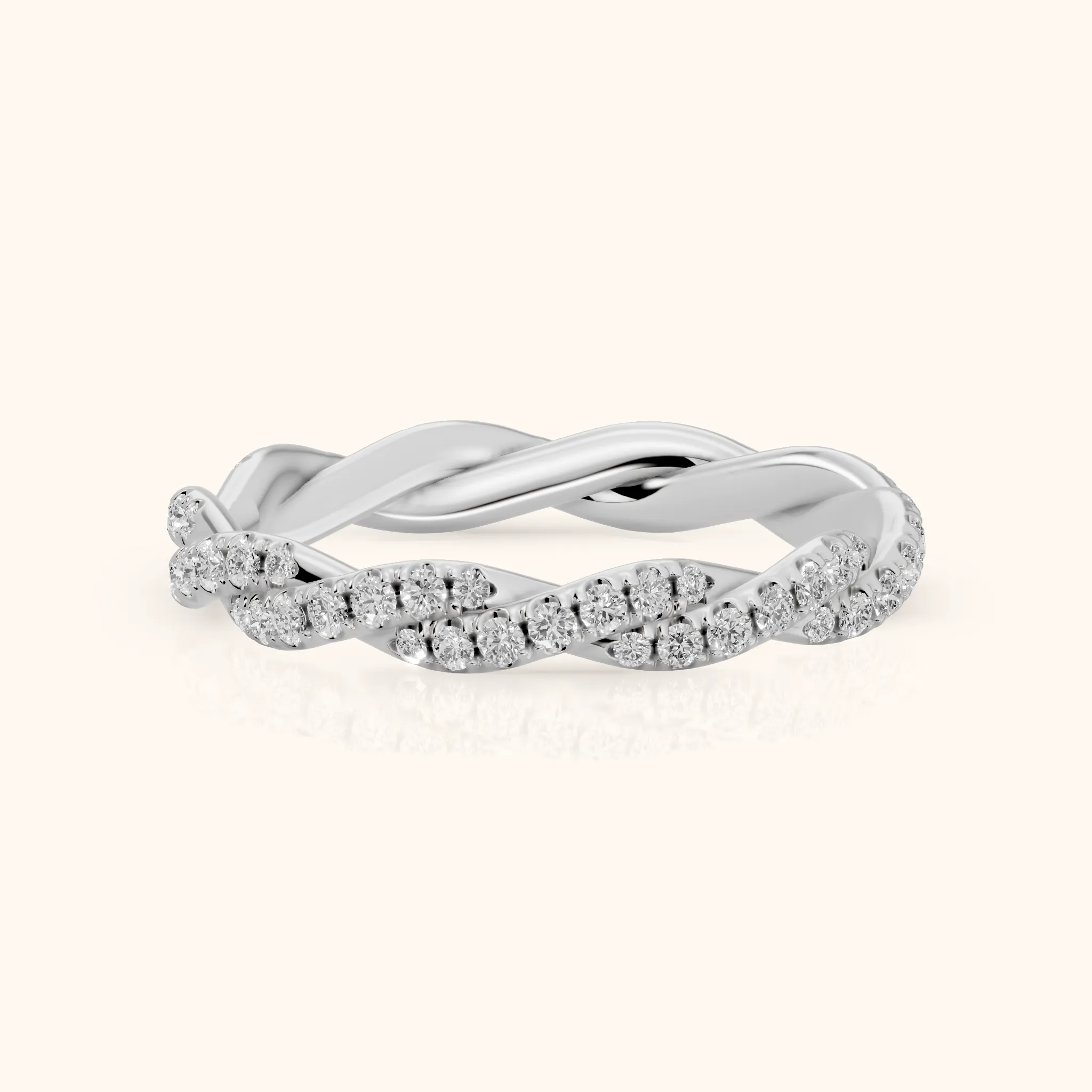 Trisha Micropavé Twist Round Diamond Eternity Band in Silver — view 1