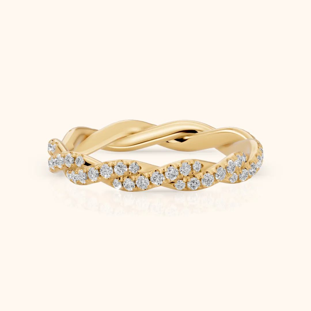 Trisha Micropavé Twist Round Diamond Eternity Band in Yellow Gold — view 2
