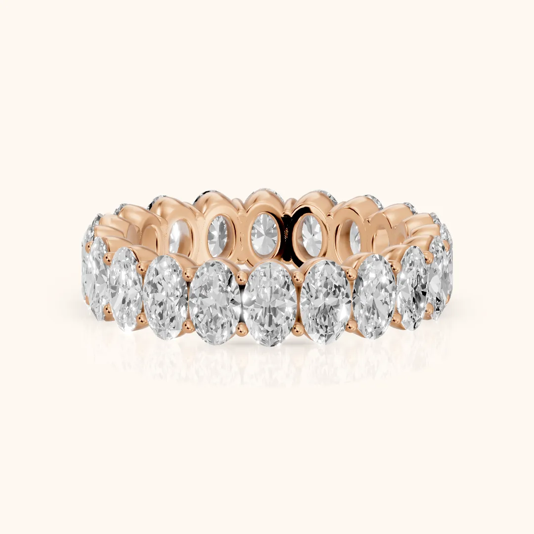 Vidya Shared Prong Oval Diamond Eternity Band in Rose Gold — view 2