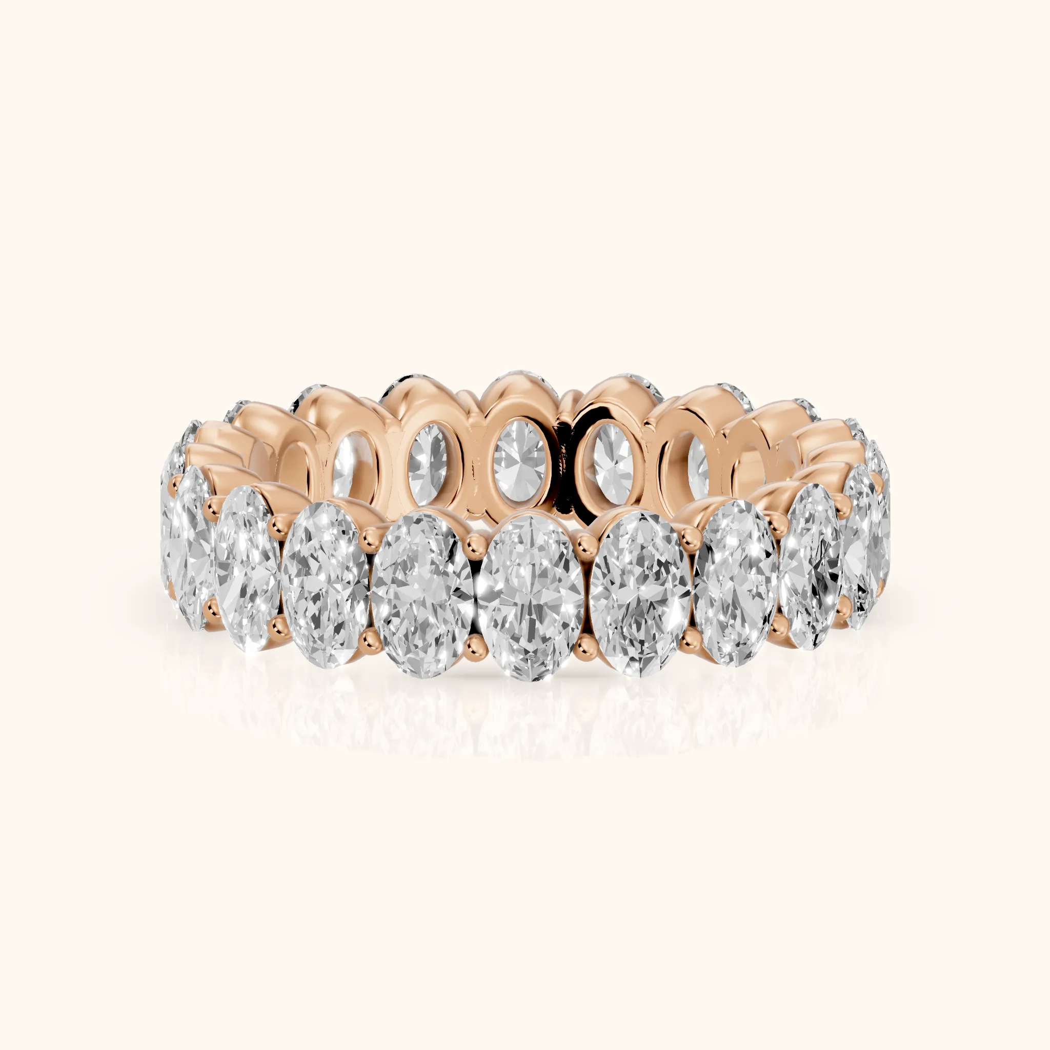Vidya Shared Prong Oval Diamond Eternity Band in Rose Gold — view 1