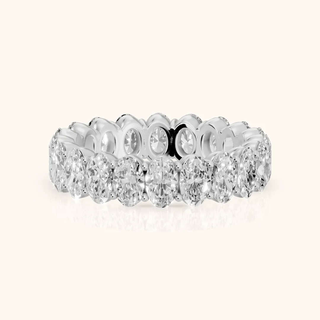 Vidya Shared Prong Oval Diamond Eternity Band in Silver — view 2