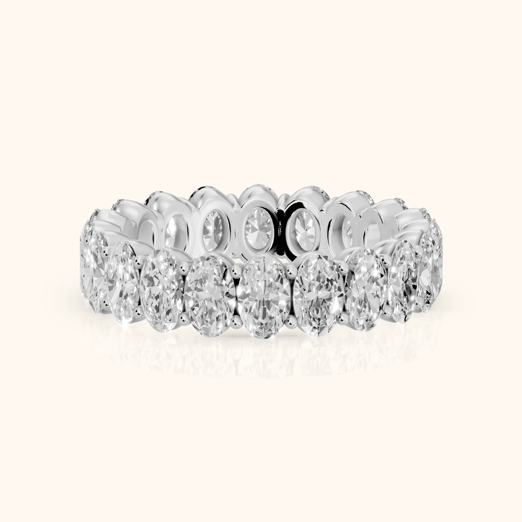 Vidya Shared Prong Oval Diamond Eternity Band in Silver — view 1