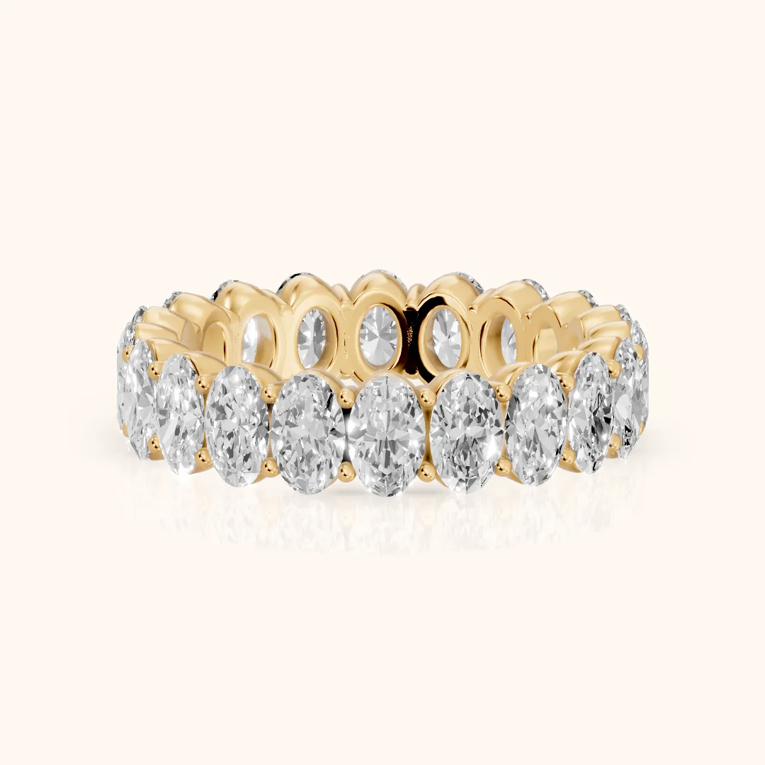 Vidya Shared Prong Oval Diamond Eternity Band in Yellow Gold — view 2