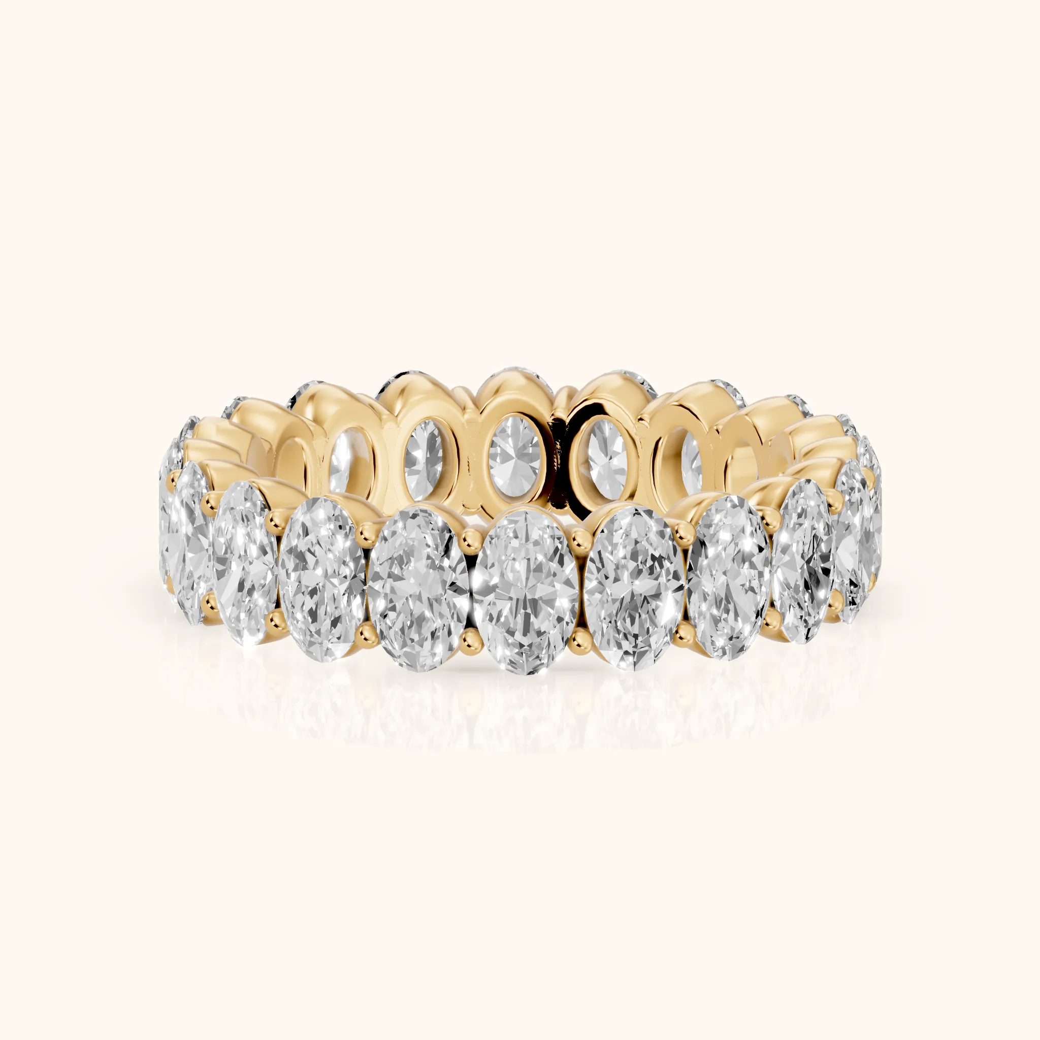 Vidya Shared Prong Oval Diamond Eternity Band in Yellow Gold — view 1
