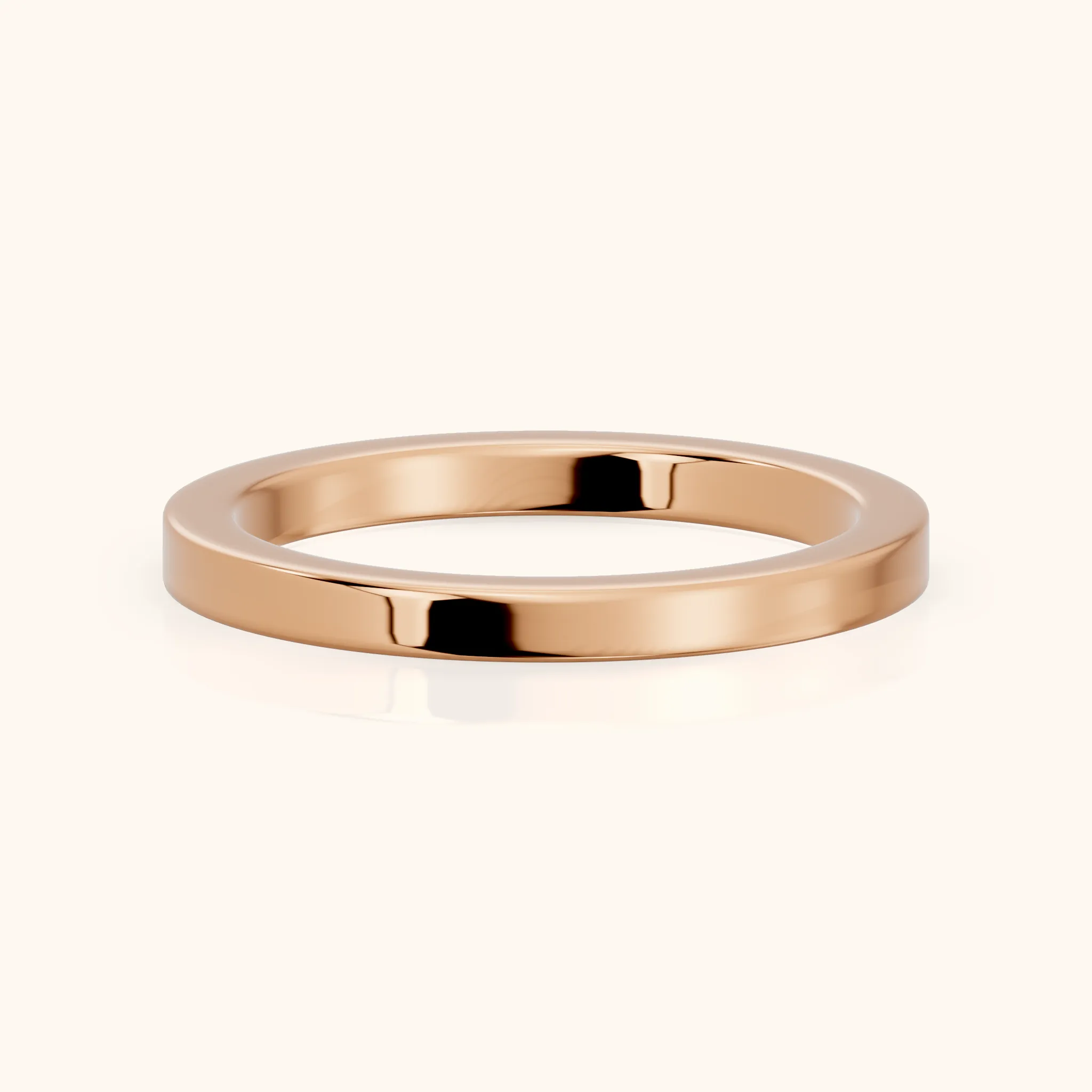 Zoya Classic Flat Wedding Band in Rose Gold — view 1