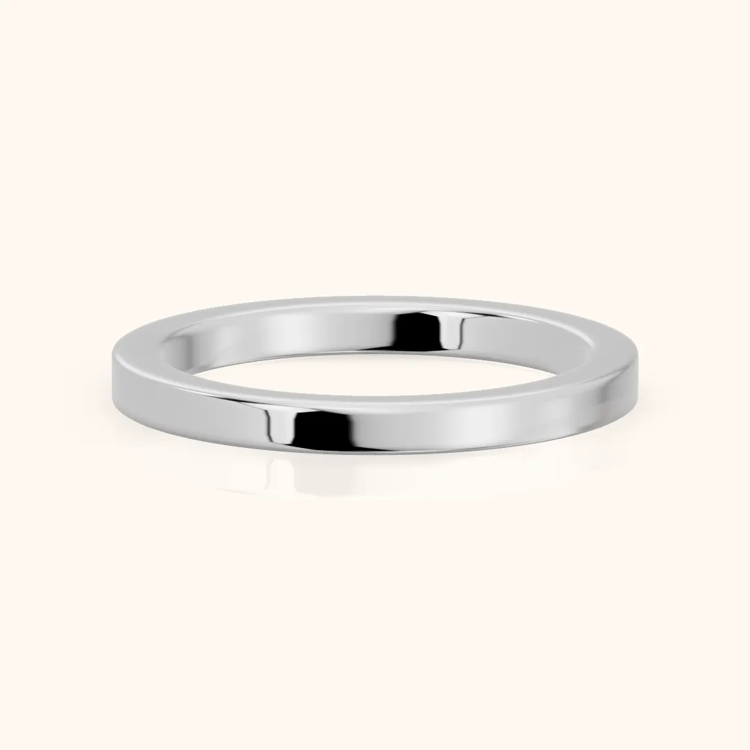 Zoya Classic Flat Wedding Band in Silver — view 2