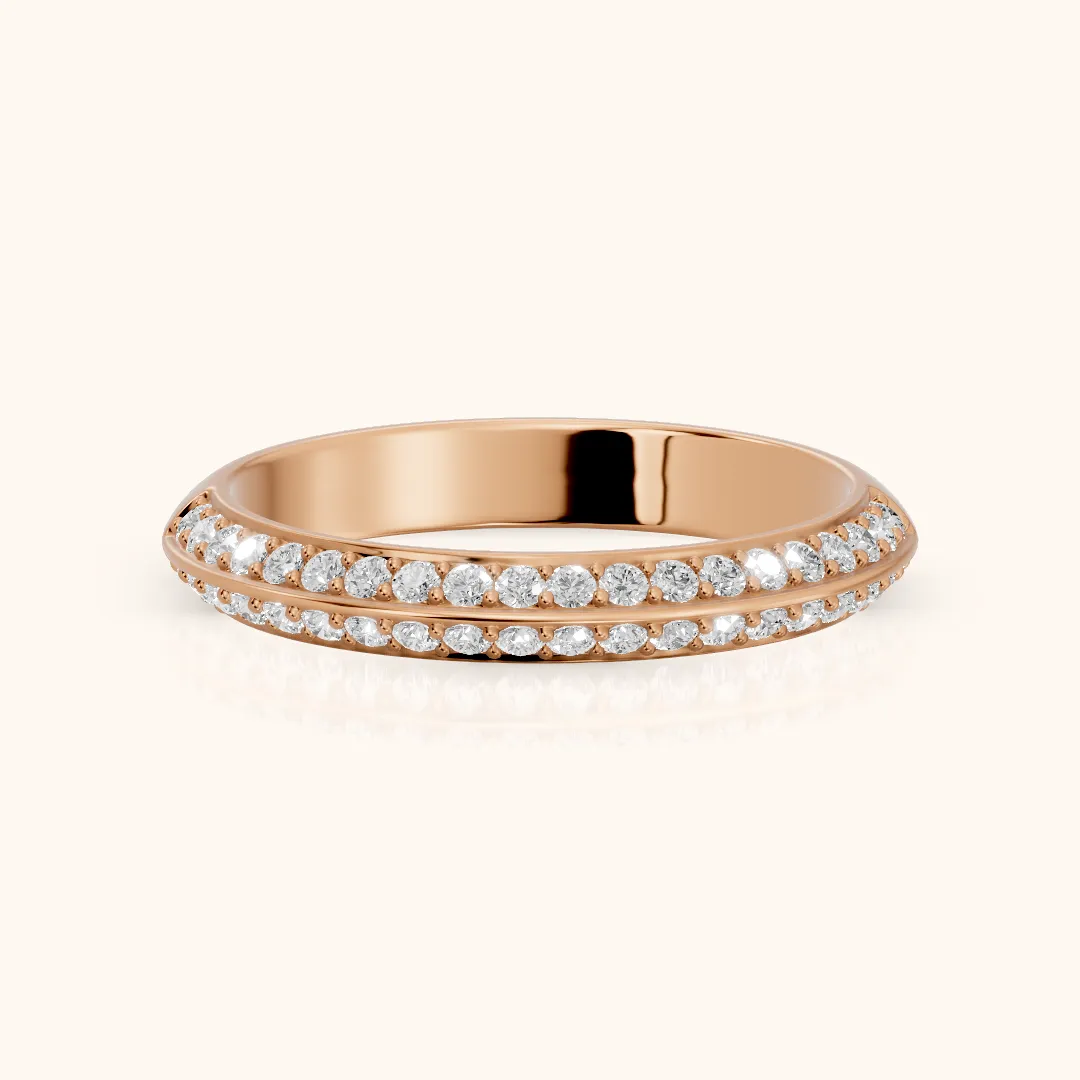 Divya Ridged Dome Round Diamond Half Eternity Band in Rose Gold — view 2