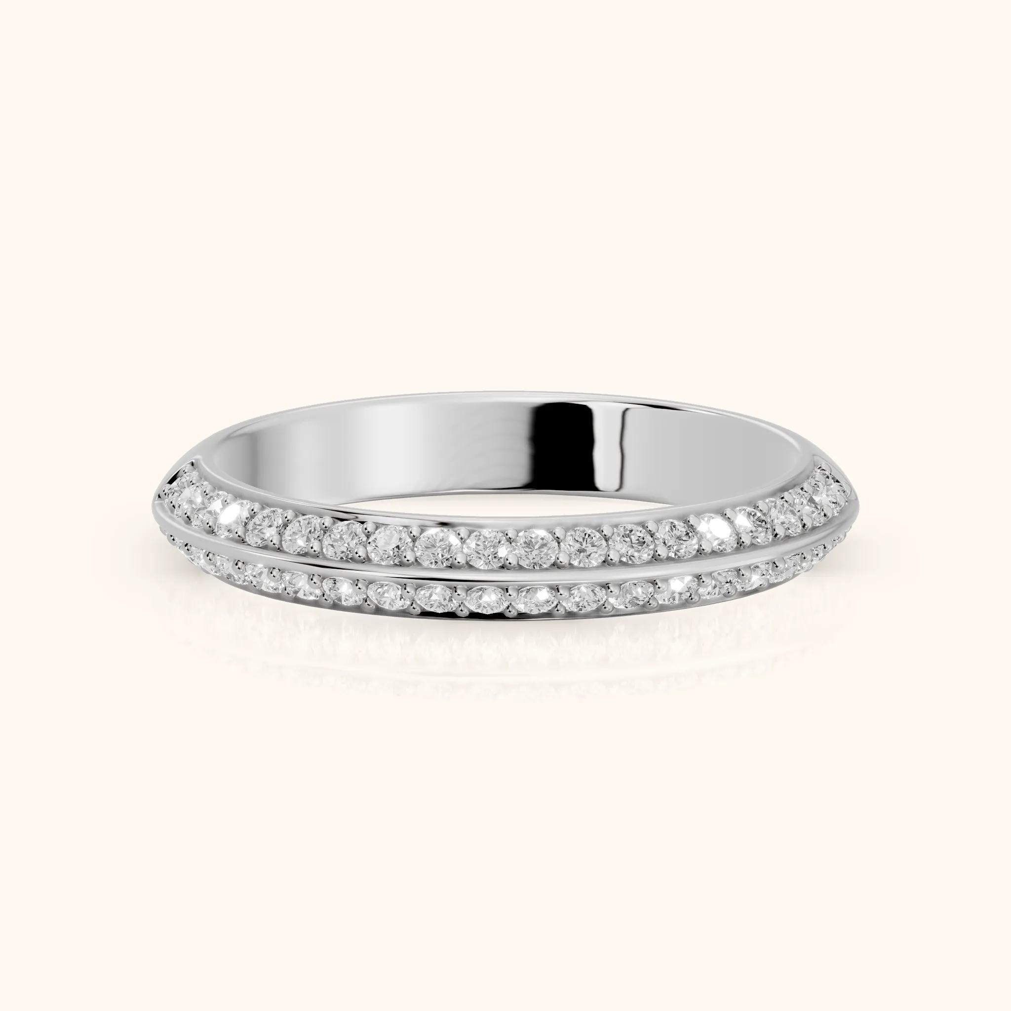 Divya Ridged Dome Round Diamond Half Eternity Band in Silver — view 1