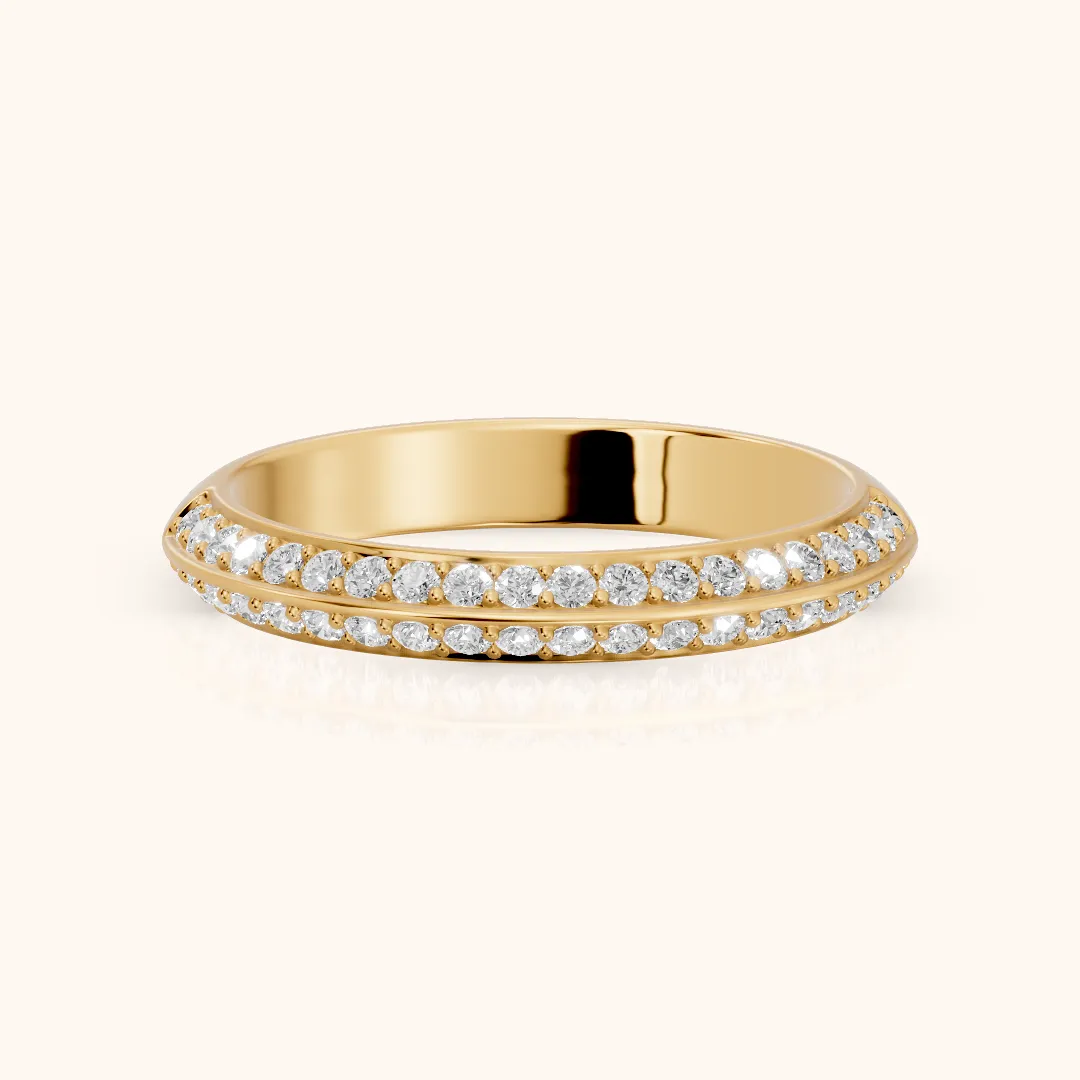 Divya Ridged Dome Round Diamond Half Eternity Band in Yellow Gold — view 2