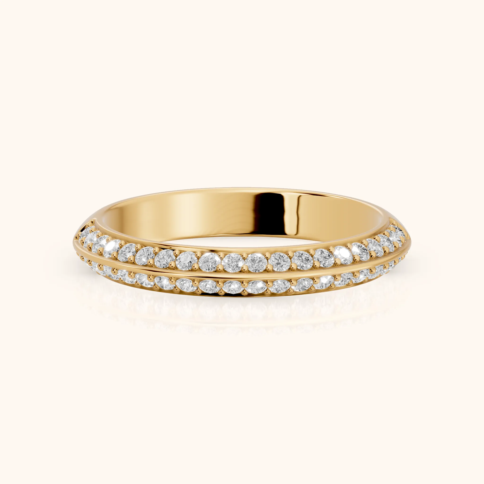Divya Ridged Dome Round Diamond Half Eternity Band in Yellow Gold — view 1